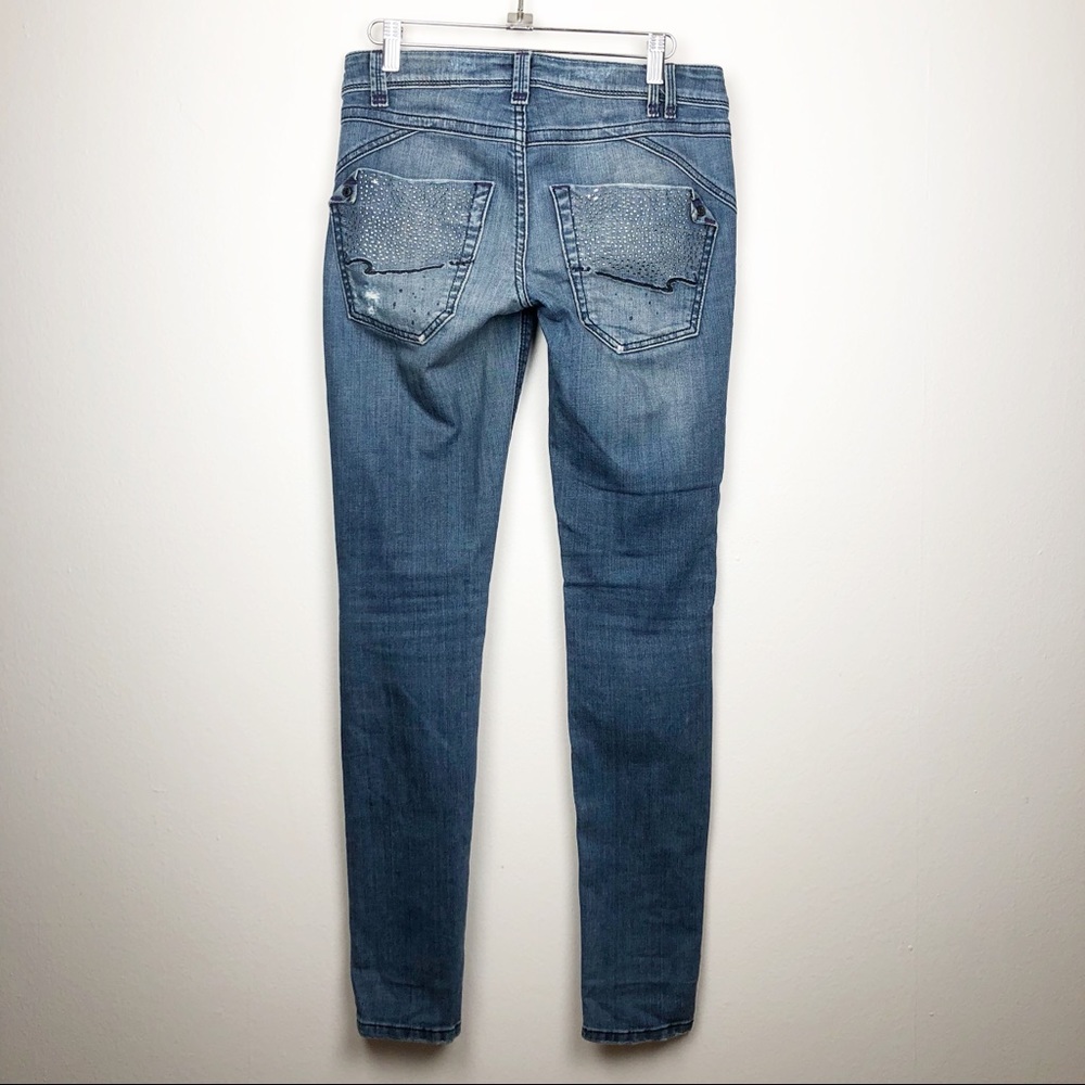 BEBE RHINESTONE SKINNY JEANS SZ 26 - Picture 4 of 8